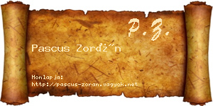 Pascus Zorán névjegykártya
